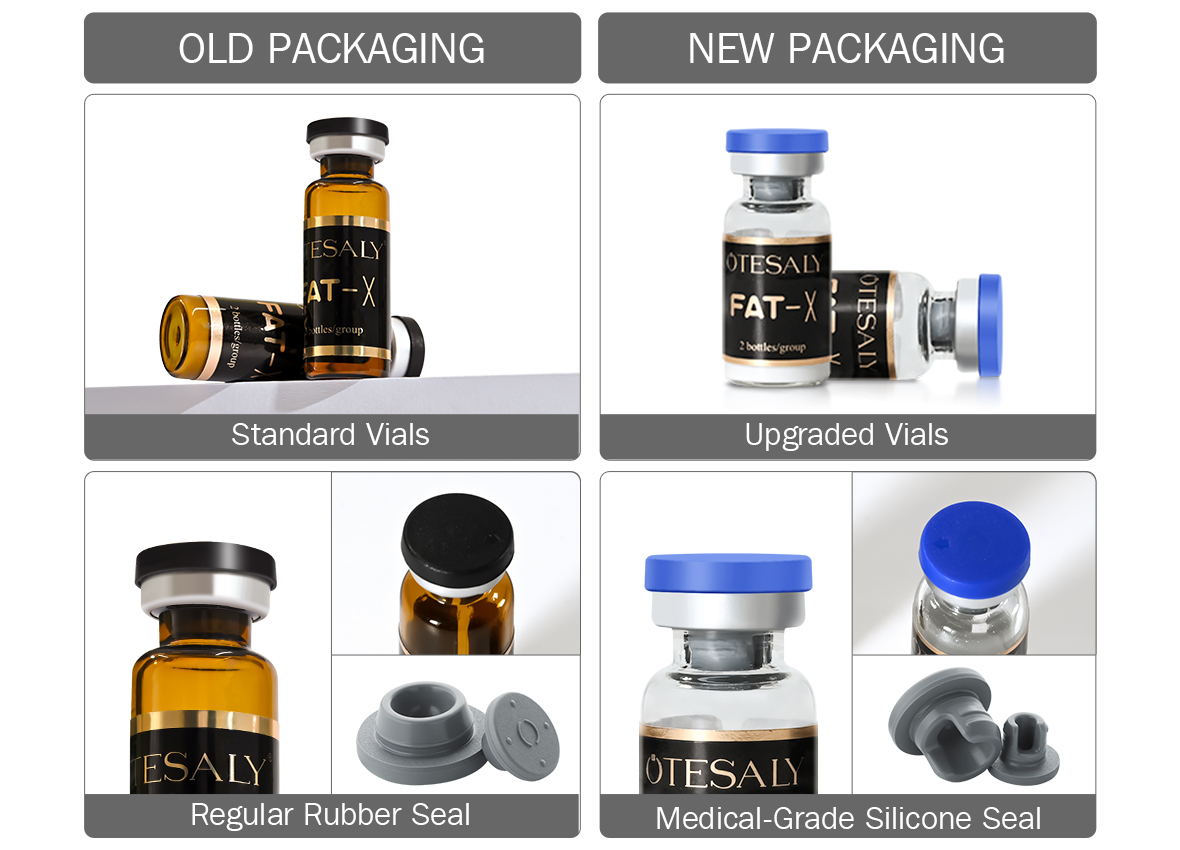 Embalaje antiguo y nuevo de la soluci&oacute;n AOMA Fat-X