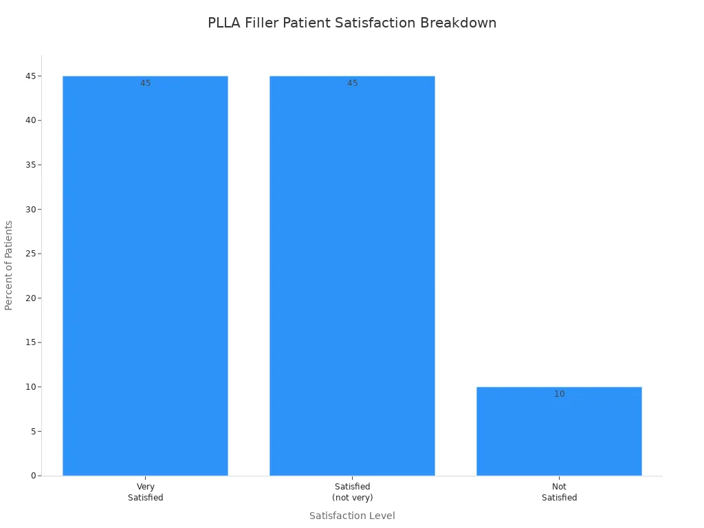 Gr&aacute;fico de barras que muestra la satisfacci&oacute;n del paciente que rellena PLLA